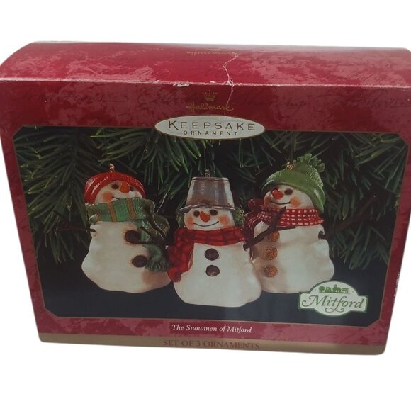 Hallmark Keepsake Ornament Set 3 Snowmen Of Mitford 1999 Collectible Christmas - Picture 1 of 13